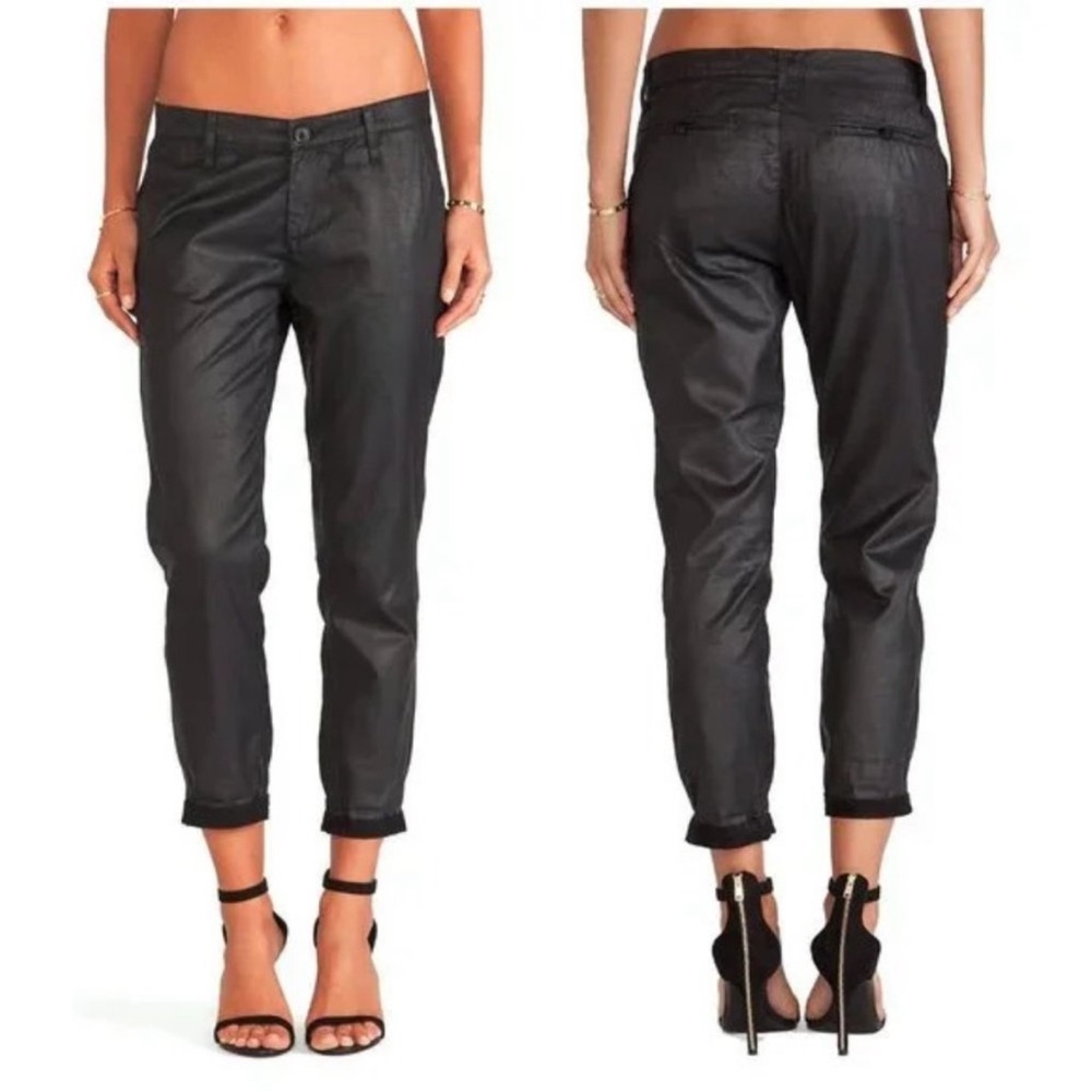 AG ADRIANO GOLDSCHMIED BLACK TRISTAN TROUSER LYOCELL VEGAN WAXED PANTS 26